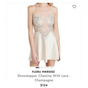 Flora Nikrooz Lace-Trim Satin Chemise in Champagne